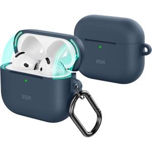 ESR for AirPods 4 Case (HaloLock), Compatible with AirPods 4th Generation Case (2024) (USB-C), Compatible with MagSafe, Full Drop Protection Cover with Carabiner, Magnetic Lid Lock, Black(Blue)