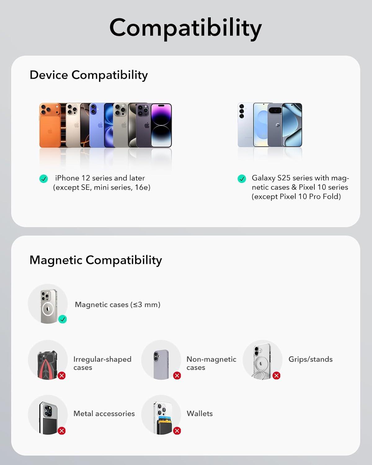 imageESR for 15W MagSafe Car Mount Charger MagSafe Car Charger Air VentDashboard Magnetic Wireless Phone Holder Mount for iPhone 171615141312 Galaxy S25 Pixel 10 Fast ChargingTitanium