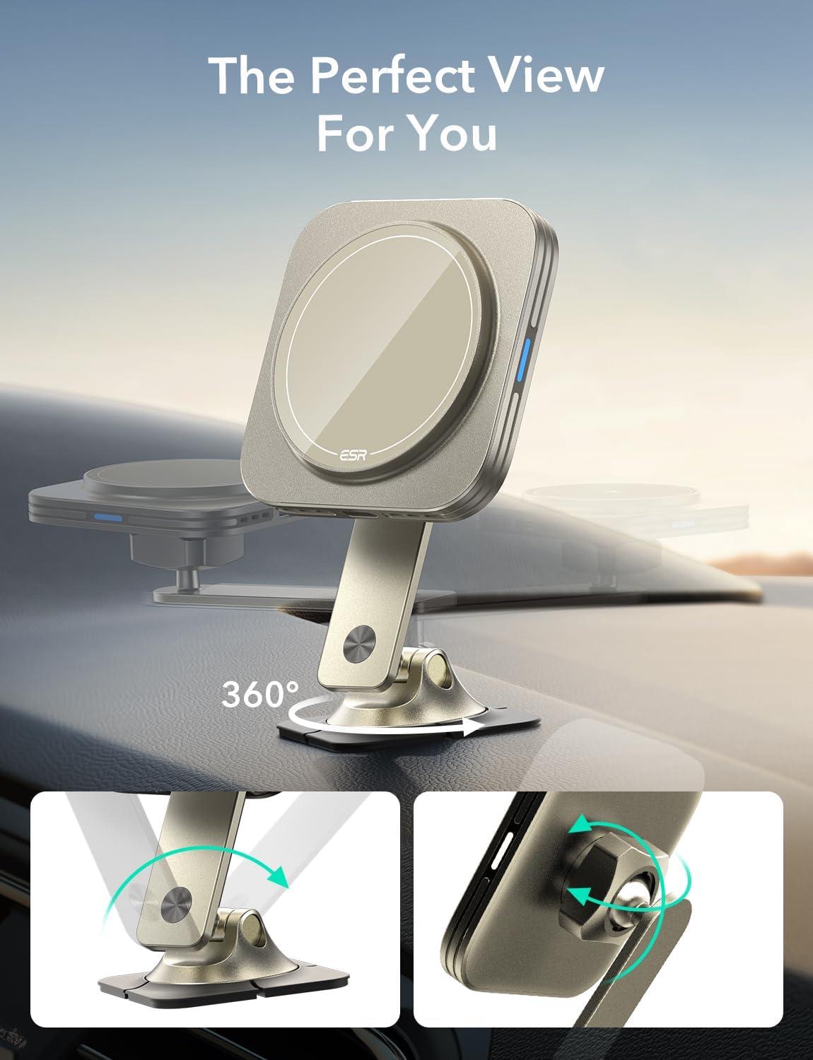imageESR for 15W MagSafe Car Mount Charger MagSafe Car Charger Air VentDashboard Magnetic Wireless Phone Holder Mount for iPhone 171615141312 Galaxy S25 Pixel 10 Fast ChargingTitanium