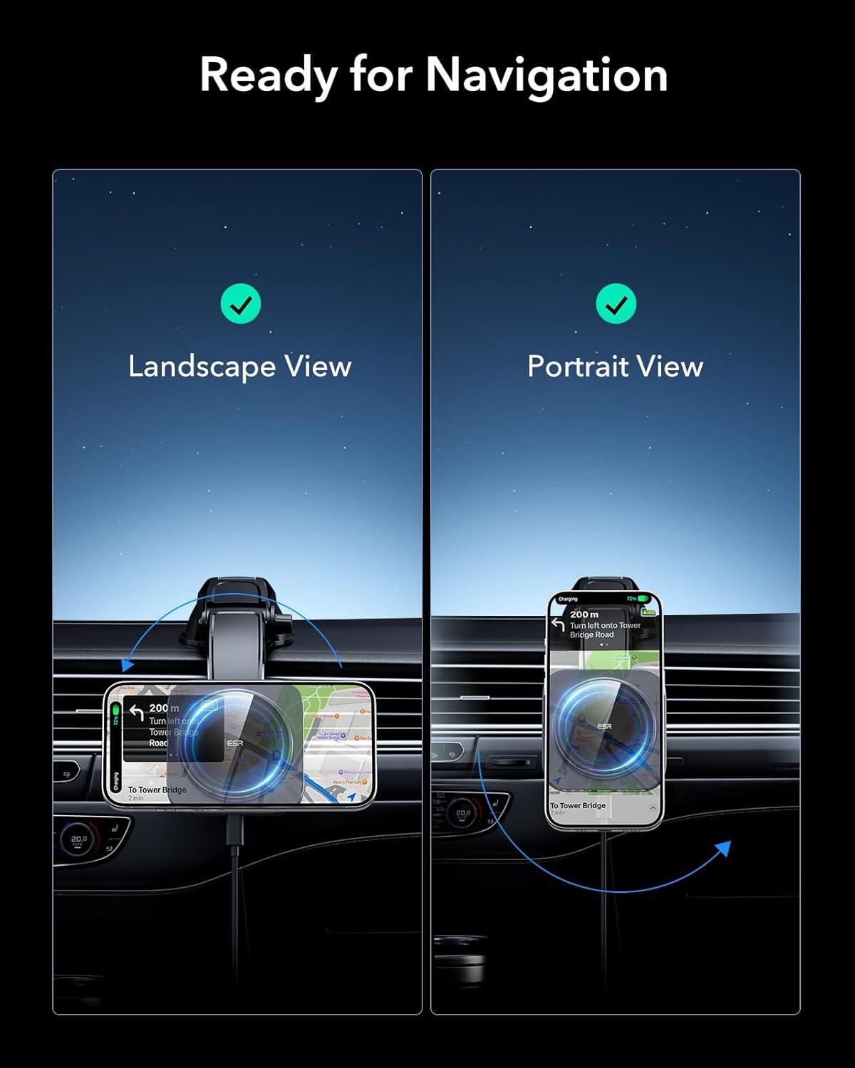 imageESR for 15W MagSafe Car Mount Charger MagSafe Car Charger Dashboard Magnetic Wireless Charging Mount for iPhone 171615141312 Galaxy S25 Pixel 10 Fast Charging Car AccessoriesBlackUpgrade 15W LowProfile Mount