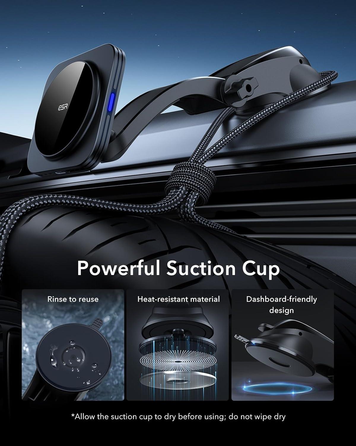 imageESR for 15W MagSafe Car Mount Charger MagSafe Car Charger Dashboard Magnetic Wireless Charging Mount for iPhone 171615141312 Galaxy S25 Pixel 10 Fast Charging Car AccessoriesBlackUpgrade 15W LowProfile Mount