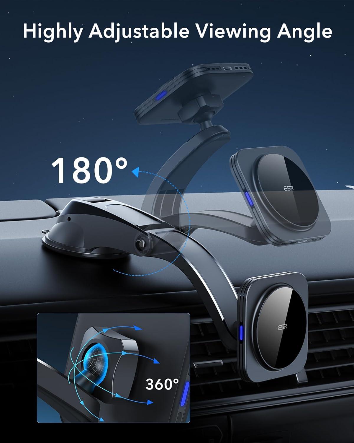 imageESR for 15W MagSafe Car Mount Charger MagSafe Car Charger Dashboard Magnetic Wireless Charging Mount for iPhone 171615141312 Galaxy S25 Pixel 10 Fast Charging Car AccessoriesBlackUpgrade 15W LowProfile Mount