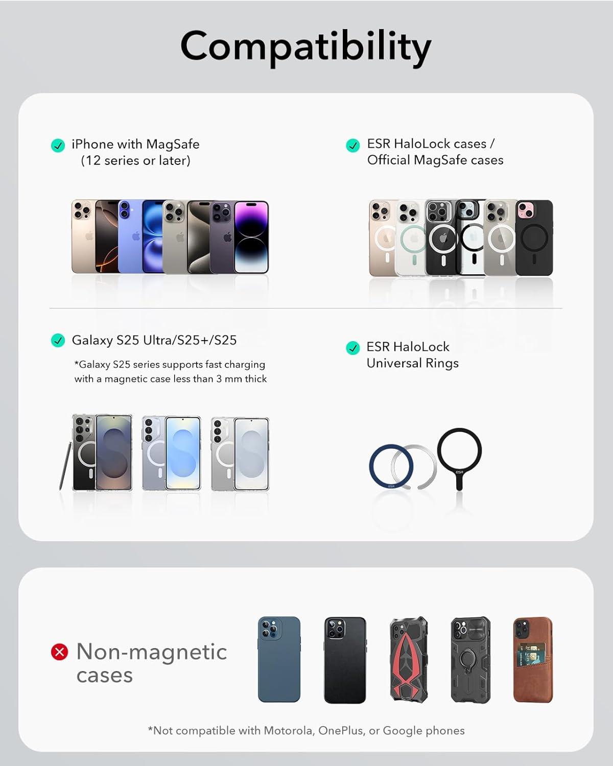 imageESR for 15W MagSafe Car Mount Charger MagSafe Car Charger Dashboard Magnetic Wireless Charging Mount for iPhone 171615141312 Galaxy S25 Pixel 10 Fast Charging Car AccessoriesBlackStandard LowProfile Mount