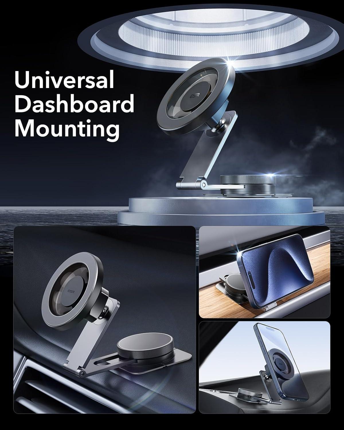 imageESR for MagSafe Car Mount Car Phone Holder Tesla Touchscreen Car Mount Magnetic Phone Holder for Car for iPhone 171616e15141312 S25 Pixel 10 Charging Not Supported2 Metal Rings IncludedDashboardTesla Car Mount