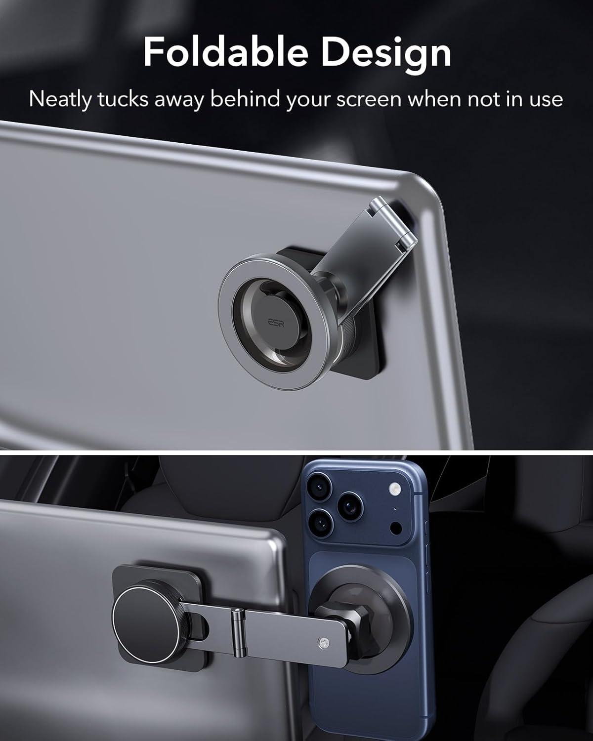 imageESR for MagSafe Car Mount Car Phone Holder Tesla Touchscreen Car Mount Magnetic Phone Holder for Car for iPhone 171616e15141312 S25 Pixel 10 Charging Not Supported2 Metal Rings IncludedDashboardTesla Car Mount