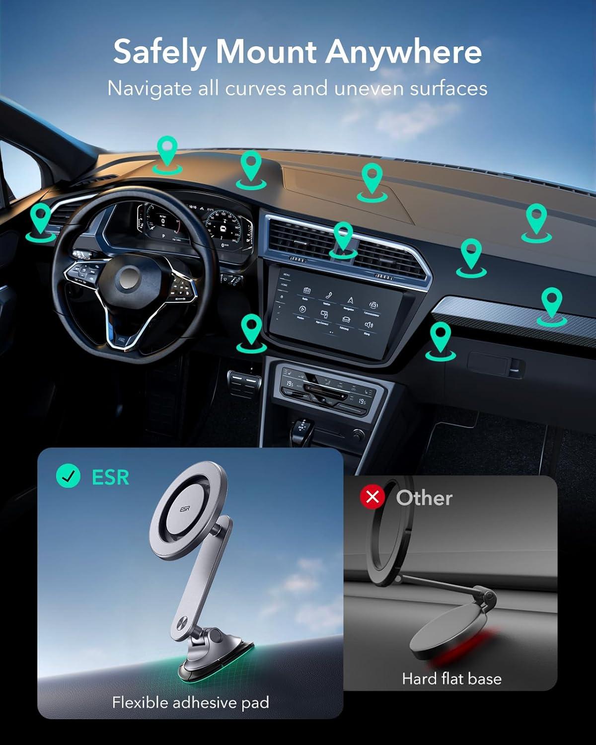 imageESR for MagSafe Car Mount Dashboard Magnetic Phone Holder for Car 360 RotationCar Phone Holder Mount for iPhone 171616e15141312 Galaxy S25 Pixel 10 Strong Magnetswith 2 Metal Rings