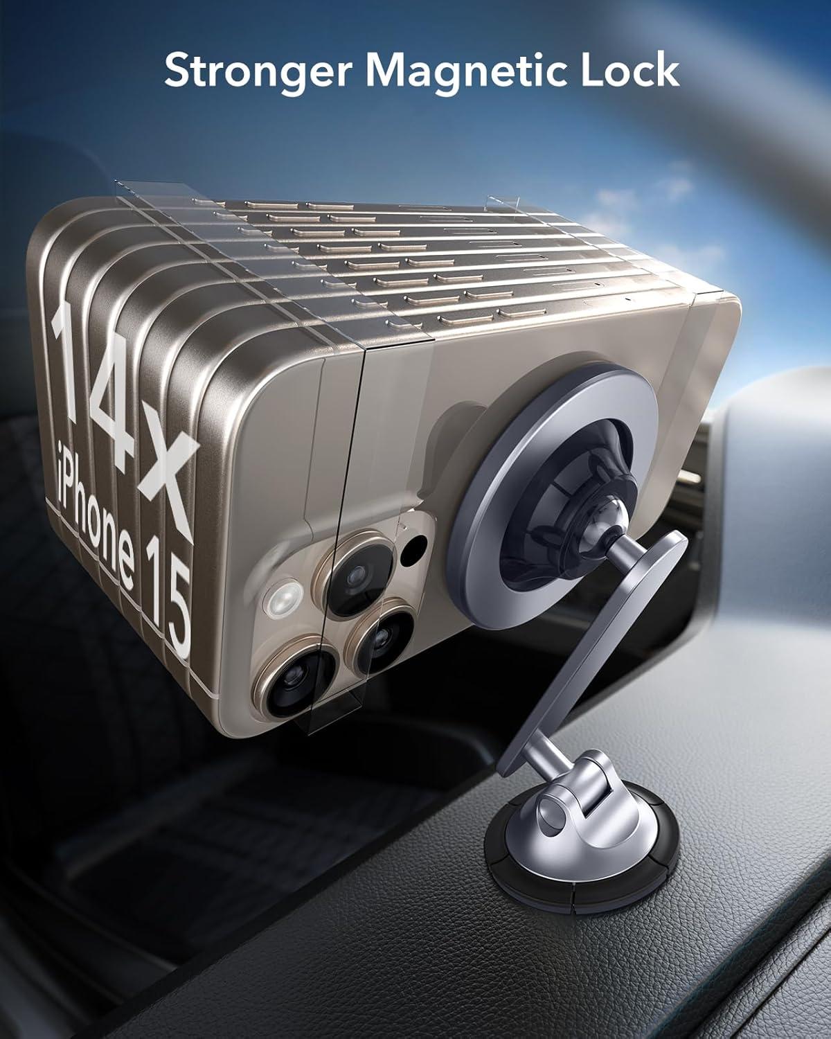 imageESR for MagSafe Car Mount Dashboard Magnetic Phone Holder for Car 360 RotationCar Phone Holder Mount for iPhone 171616e15141312 Galaxy S25 Pixel 10 Strong Magnetswith 2 Metal Rings