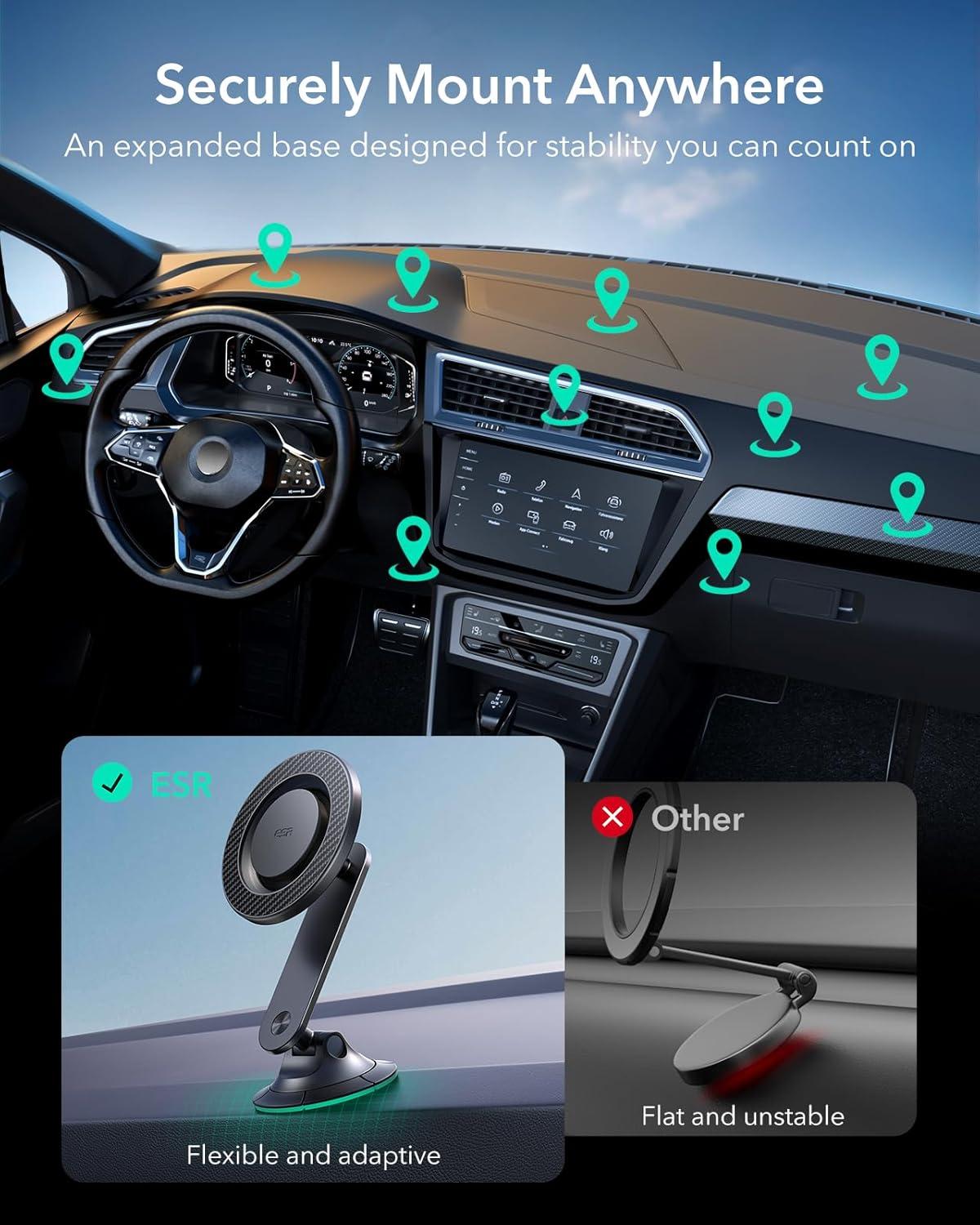 imageESR for MagSafe Car Mount Magnetic Car Phone Holder Mount Air VentDashboard Magnetic Phone Mount for iPhone 171615141312 Galaxy S25 Pixel 10 Strong Magnets Charging Not SupportedBlack Carbon Fiber