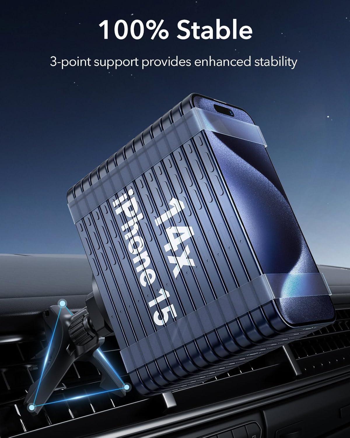 imageESR for MagSafe Car Mount Magnetic Car Phone Holder Mount Air VentDashboard Magnetic Phone Mount for iPhone 171615141312 Galaxy S25 Pixel 10 Strong Magnets Charging Not SupportedBlack Carbon Fiber