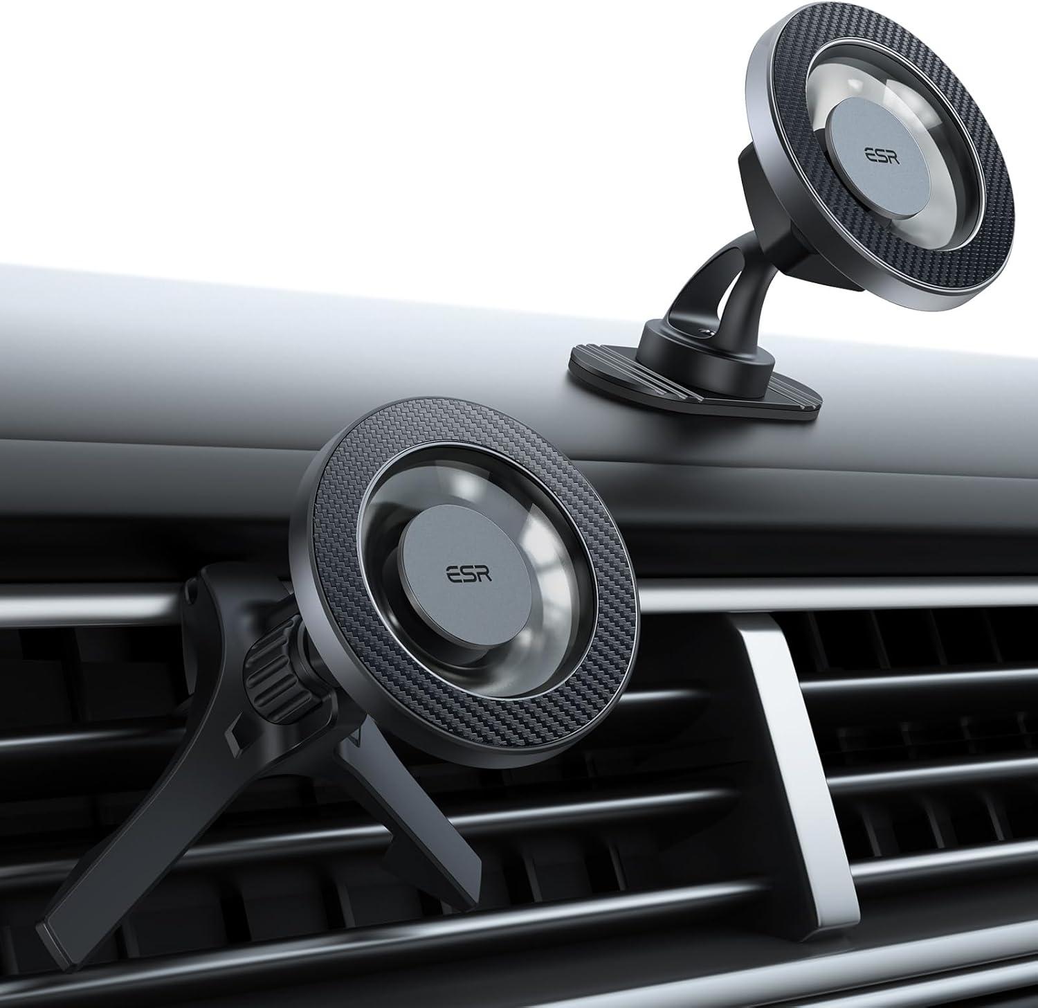 imageESR for MagSafe Car Mount Magnetic Car Phone Holder Mount Air VentDashboard Magnetic Phone Mount for iPhone 171615141312 Galaxy S25 Pixel 10 Strong Magnets Charging Not SupportedBlack Carbon Fiber
