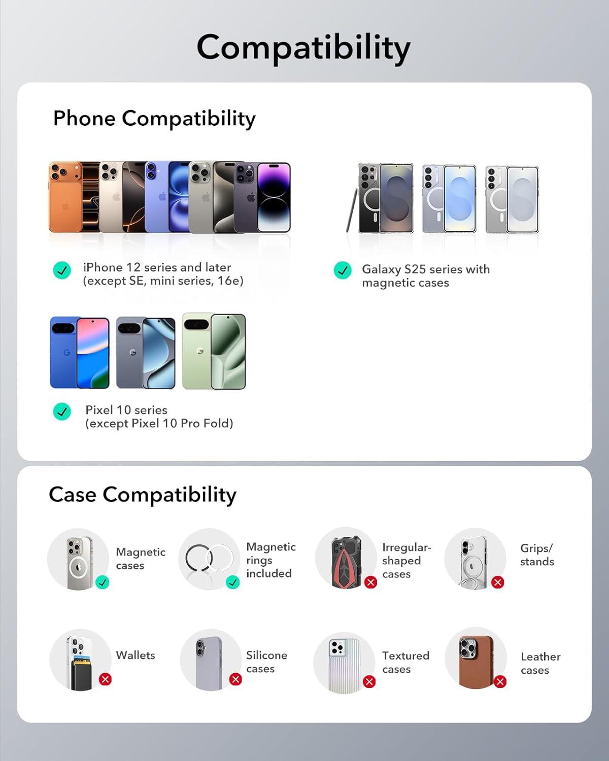 imageESR for MagSafe Car Mount Magnetic Car Phone Holder Mount Air VentDashboard Magnetic Phone Mount for iPhone 171615141312 Galaxy S25 Pixel 10 Strong Magnets Charging Not SupportedBlack360 Rotation