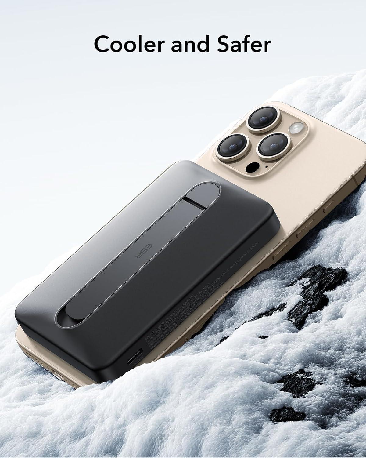 imageESR for MagSafe Power Bank Kickstand 5000mAh MagSafe Portable Charger 06 in15W UltraFast Battery Pack 20W USBC MagSlim Charger with Cable for iPhone 171615141312 Sky Blue15W Stand 10000mAhBlack