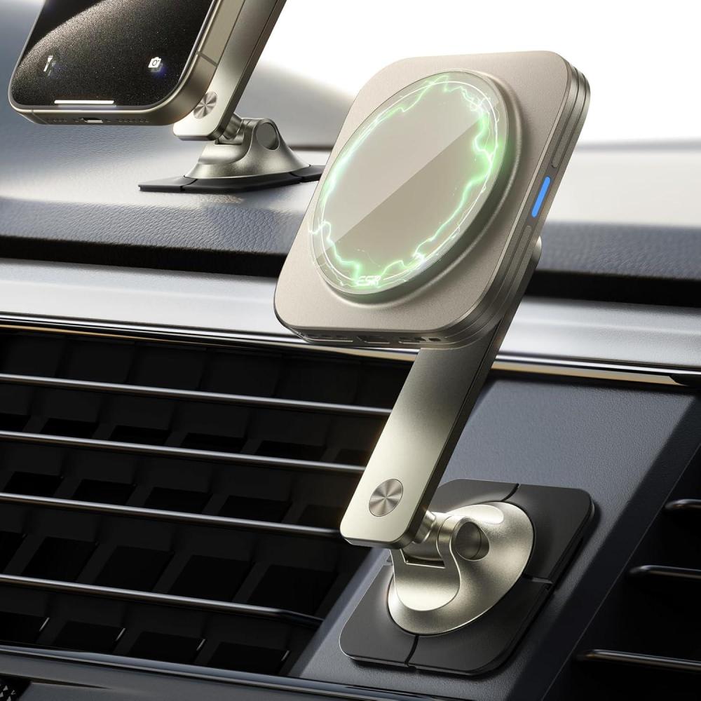 imageESR for 15W MagSafe Car Mount Charger MagSafe Car Charger Air VentDashboard Magnetic Wireless Phone Holder Mount for iPhone 171615141312 Galaxy S25 Pixel 10 Fast ChargingTitanium