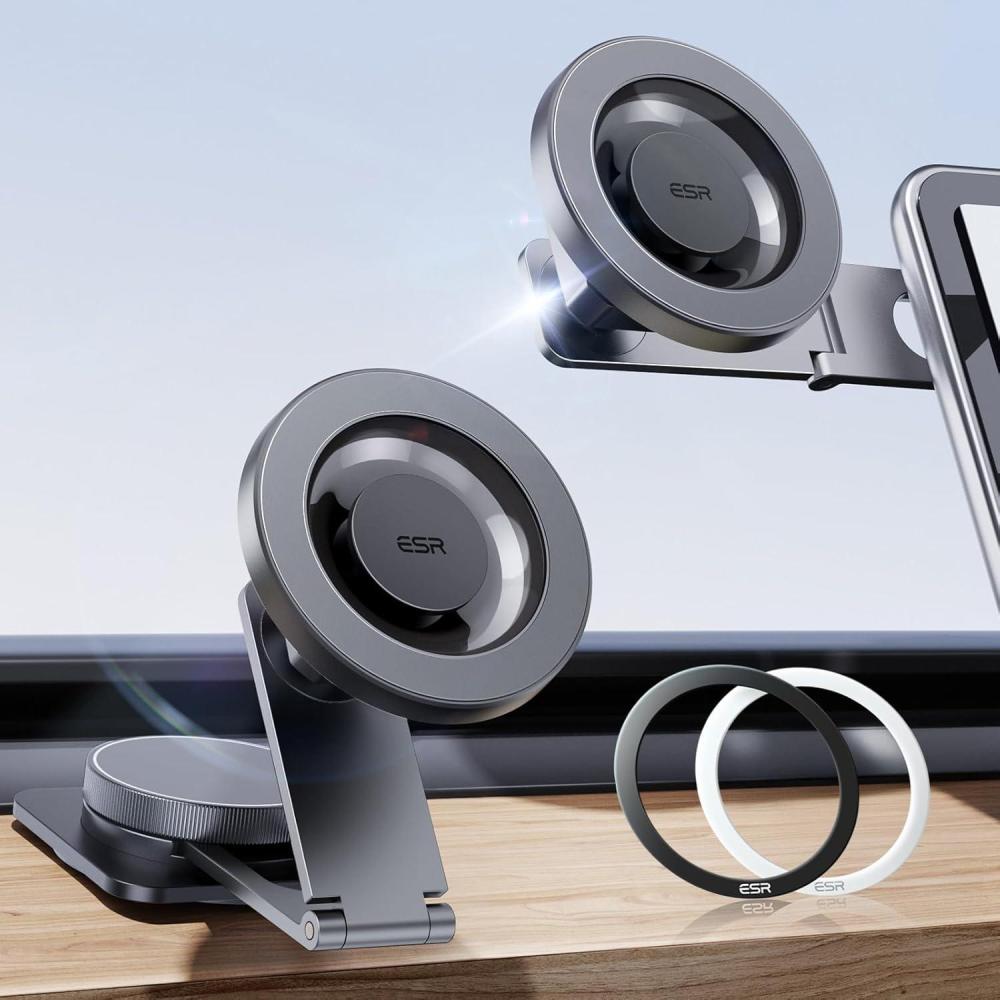 imageESR for MagSafe Car Mount Car Phone Holder Tesla Touchscreen Car Mount Magnetic Phone Holder for Car for iPhone 171616e15141312 S25 Pixel 10 Charging Not Supported2 Metal Rings IncludedDashboardTesla Car Mount