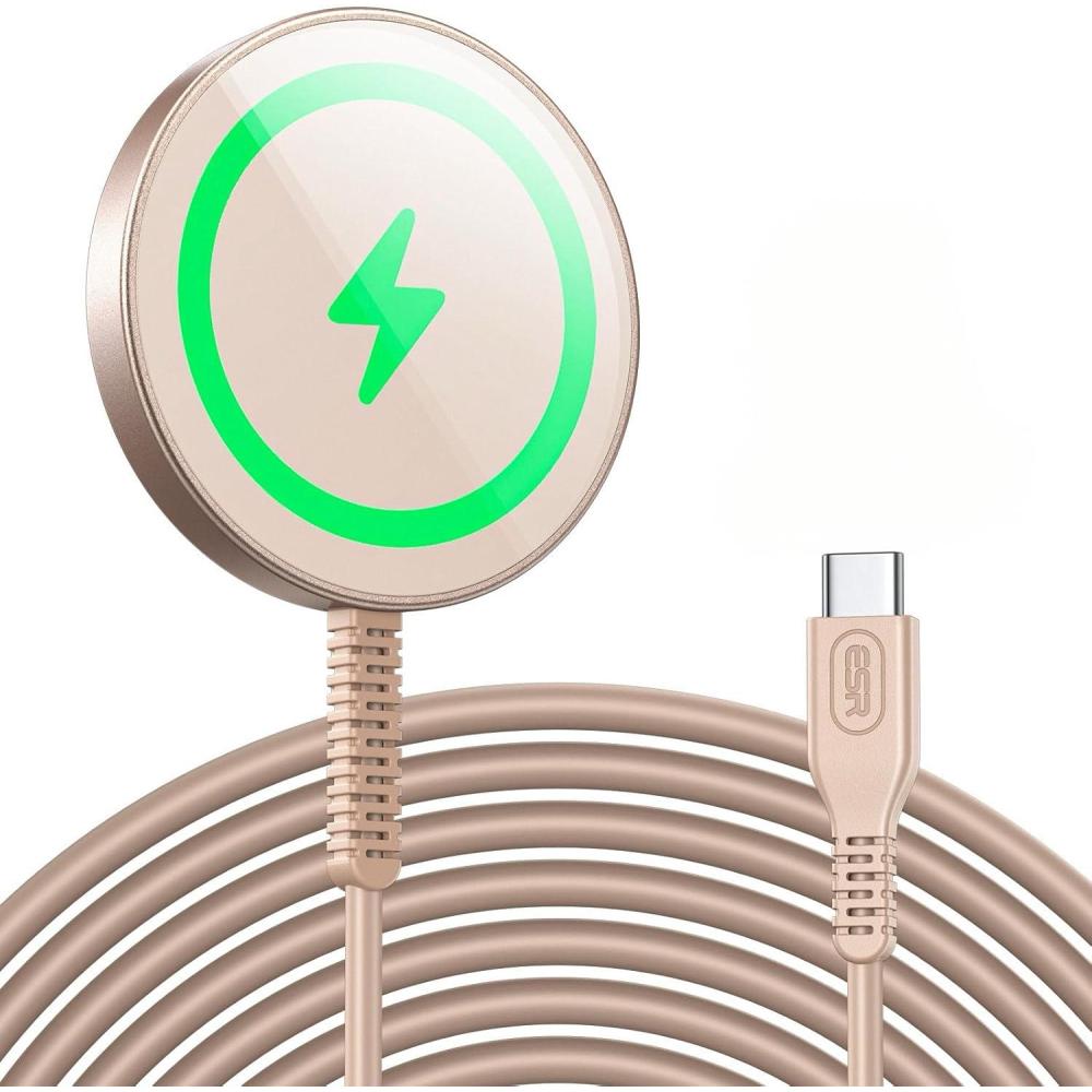 imageESR for MagSafe Charger 15W Wireless Charger for iPhone 171615141312 Apple Magnetic Charging Pad for AirPods 43ProPro 2 Galaxy S25 Series with Dual USB C Ports BlackDesert Titanium