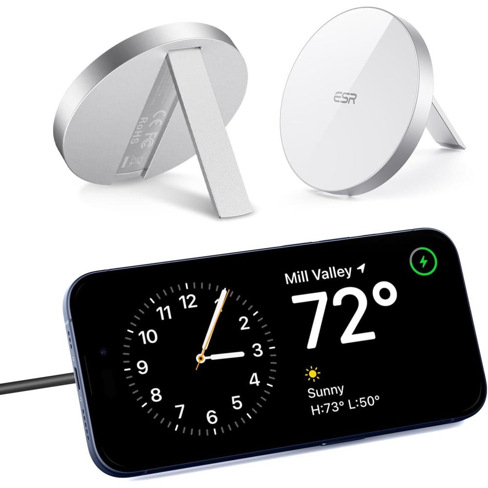 imageESR for MagSafe Charger 15W Wireless Charger for iPhone 171615141312 Apple Magnetic Charging Pad for AirPods 43ProPro 2 Galaxy S25 Series with Dual USB C Ports BlackWhite with Stand
