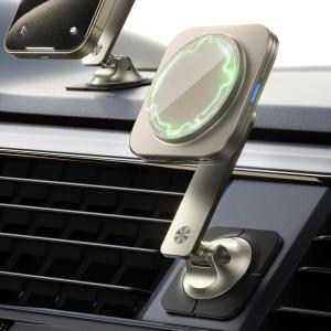 ESR for 15W MagSafe Car Mount Charger, MagSafe Car Charger, Air Vent/Dashboard Magnetic Wireless Phone Holder Mount for iPhone 17/16/15/14/13/12, Galaxy S25, Pixel 10, Fast Charging(Titanium)