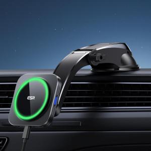 ESR for 15W MagSafe Car Mount Charger, MagSafe Car Charger, Dashboard Magnetic Wireless Charging Mount, for iPhone 17/16/15/14/13/12, Galaxy S25, Pixel 10, Fast Charging, Car Accessories,Black(Upgrade 15W – Low-Profile Mount)