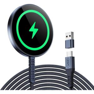 ESR for MagSafe Charger 15W Wireless Charger for iPhone 17/16/15/14/13/12 Apple Magnetic Charging Pad for AirPods 4/3/Pro/Pro 2 Galaxy S25 Series with Dual USB C Ports, Black(Dark Blue)