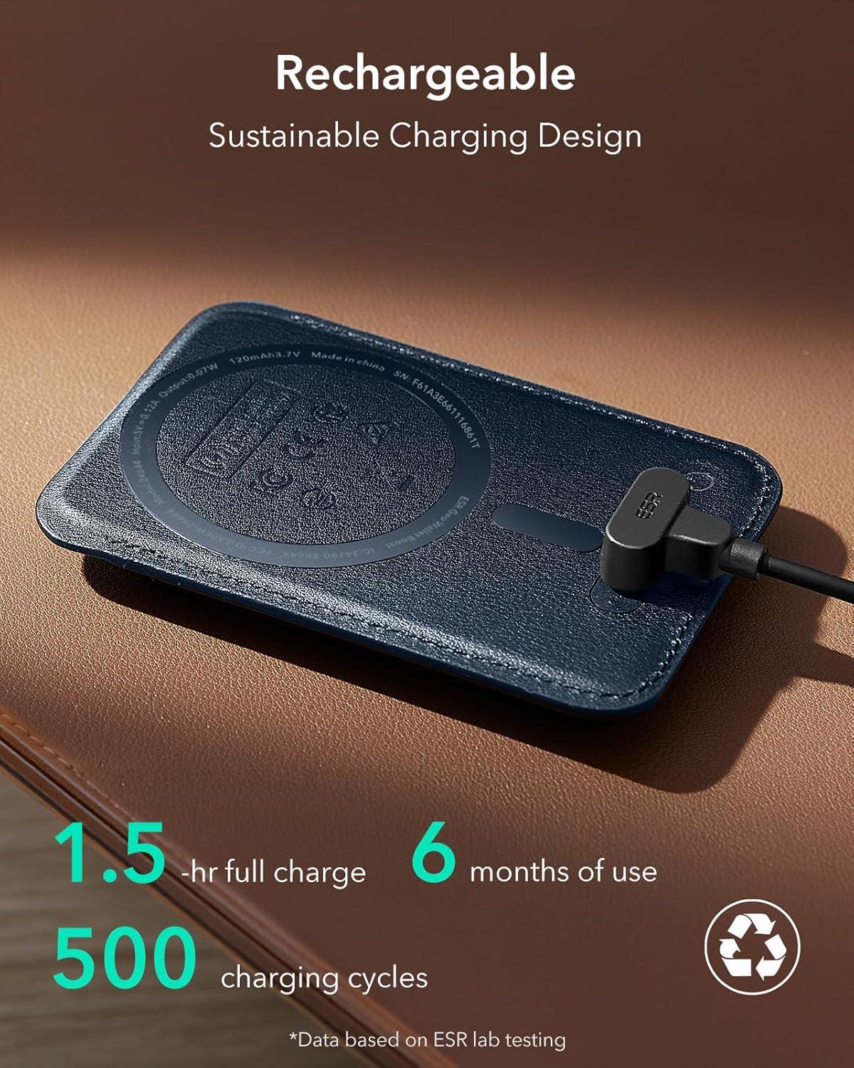 imageESR Geo for MagSafe Wallet with Full Find My Functionality RFID Blocking 5 Cards Holder for Phone Case Strong Magnetic Wallet for iPhone 171615141312 Series Not for 1312 Mini Dark BlueDark Blue