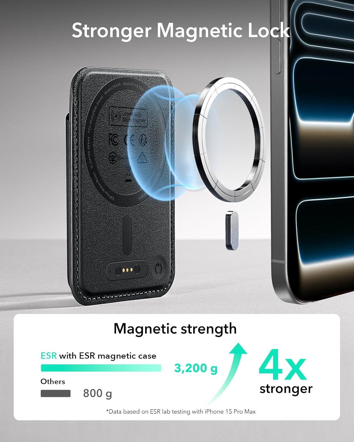 imageESR Geo for MagSafe Wallet with Full Find My Functionality RFID Blocking 5 Cards Holder for Phone Case Strong Magnetic Wallet for iPhone 171615141312 Series Not for 1312 Mini Dark BlueBlack