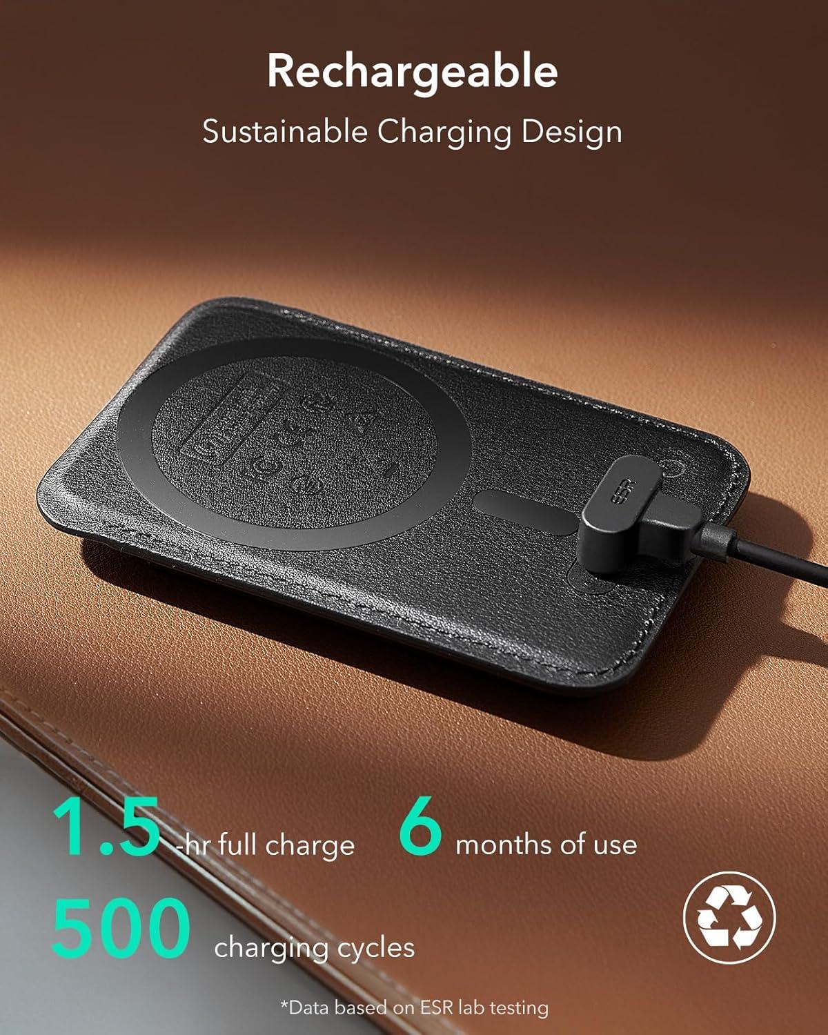 imageESR Geo for MagSafe Wallet with Full Find My Functionality RFID Blocking 5 Cards Holder for Phone Case Strong Magnetic Wallet for iPhone 171615141312 Series Not for 1312 Mini Dark BlueBlack