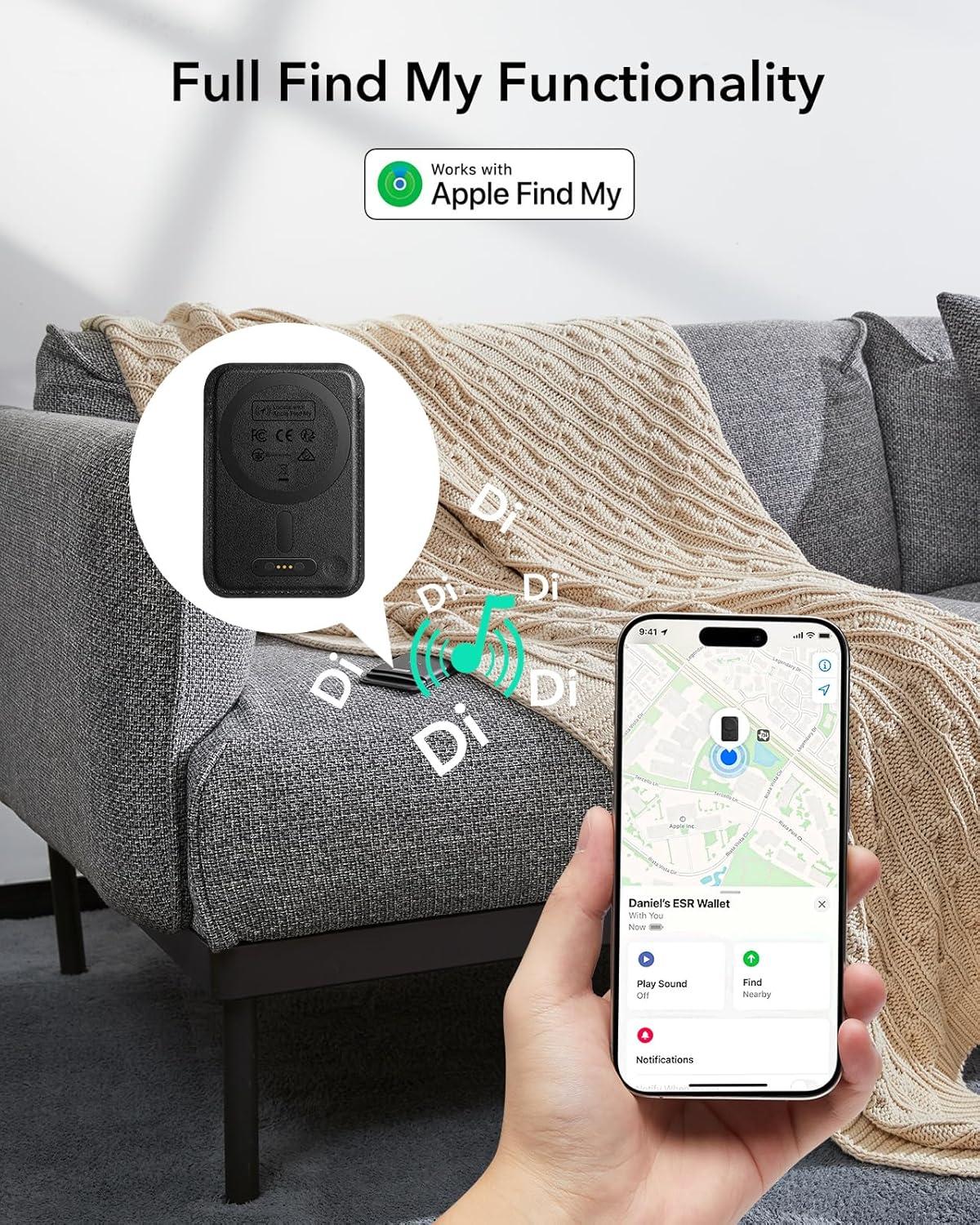 imageESR Geo for MagSafe Wallet with Full Find My Functionality RFID Blocking 5 Cards Holder for Phone Case Strong Magnetic Wallet for iPhone 171615141312 Series Not for 1312 Mini Dark BlueBlack