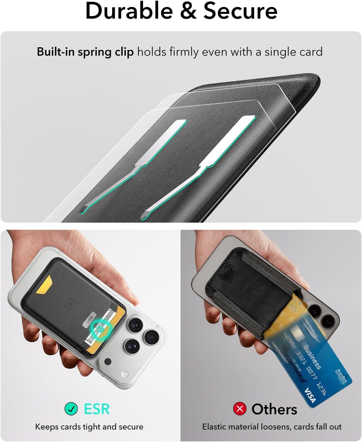 imageESR Geo for MagSafe Wallet with Full Find My Functionality RFID Blocking 5 Cards Holder for Phone Case Strong Magnetic Wallet for iPhone 171615141312 Series Not for 1312 Mini Dark BlueBlack