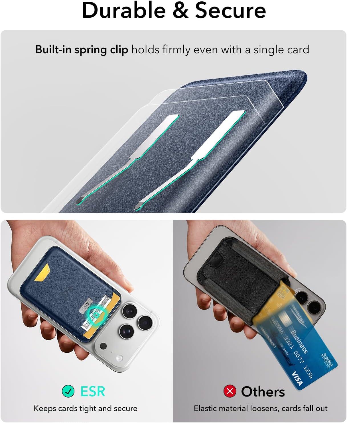 imageESR Geo for MagSafe Wallet with Full Find My Functionality RFID Blocking 5 Cards Holder for Phone Case Strong Magnetic Wallet for iPhone 171615141312 Series Not for 1312 Mini Dark BlueDark Blue