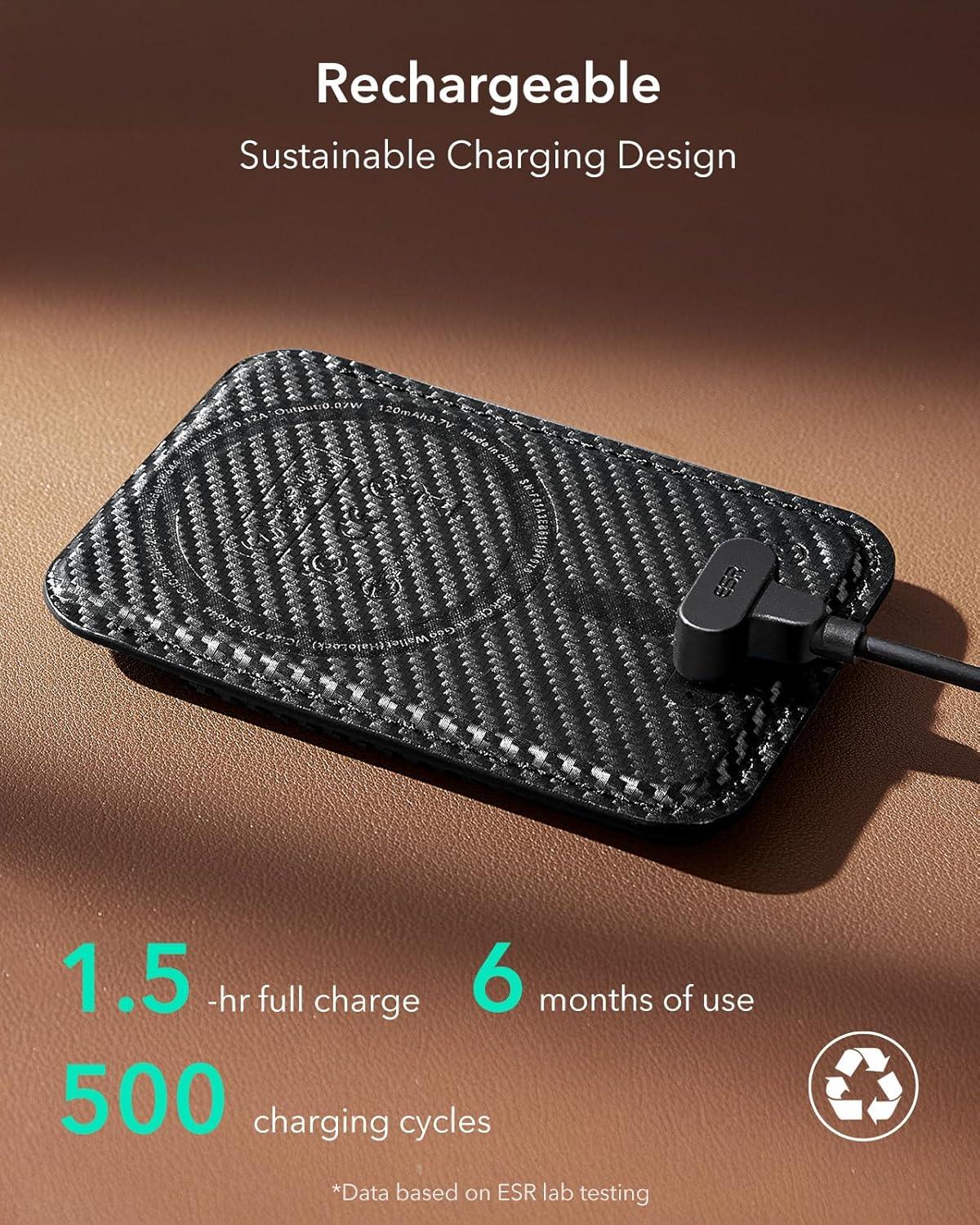 imageESR Geo for MagSafe Wallet with Full Find My Functionality RFID Blocking 5 Cards Holder for Phone Case Strong Magnetic Wallet for iPhone 171615141312 Series Not for 1312 Mini Dark BlueBlack Carbon Fiber