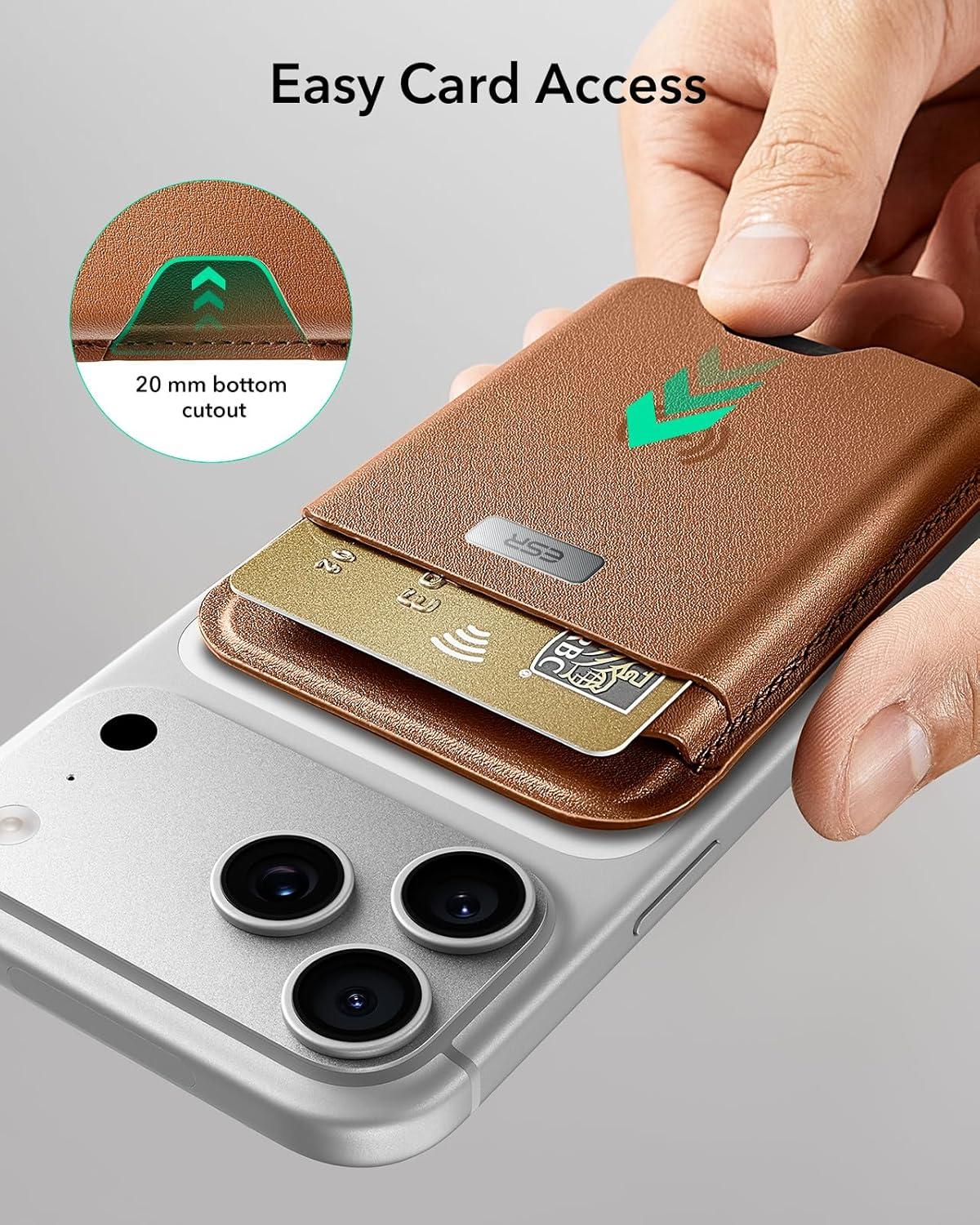 imageESR Geo for MagSafe Wallet with Full Find My Functionality RFID Blocking 5 Cards Holder for Phone Case Strong Magnetic Wallet for iPhone 171615141312 Series Not for 1312 Mini Dark BlueBrown