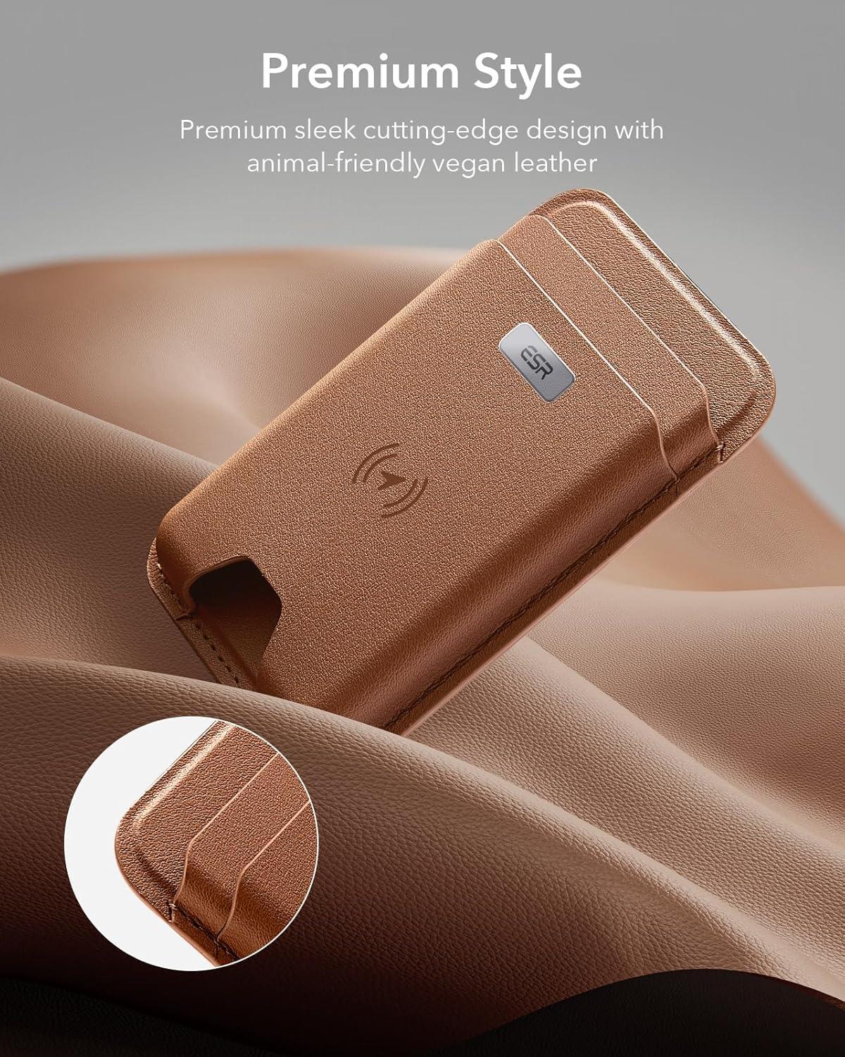 imageESR Geo for MagSafe Wallet with Full Find My Functionality RFID Blocking 5 Cards Holder for Phone Case Strong Magnetic Wallet for iPhone 171615141312 Series Not for 1312 Mini Dark BlueBrown