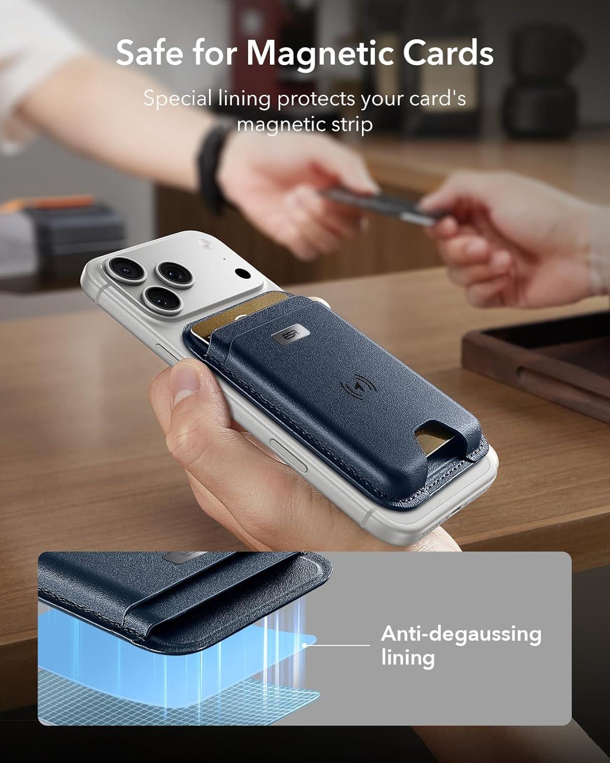 imageESR Geo for MagSafe Wallet with Full Find My Functionality RFID Blocking 5 Cards Holder for Phone Case Strong Magnetic Wallet for iPhone 171615141312 Series Not for 1312 Mini Dark BlueDark Blue