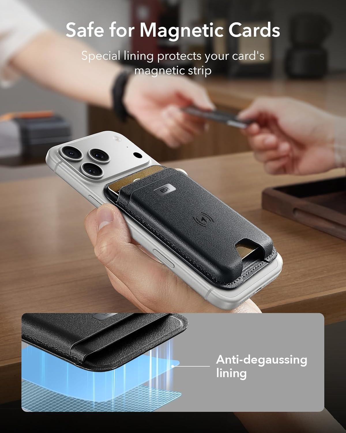 imageESR Geo for MagSafe Wallet with Full Find My Functionality RFID Blocking 5 Cards Holder for Phone Case Strong Magnetic Wallet for iPhone 171615141312 Series Not for 1312 Mini Dark BlueBlack