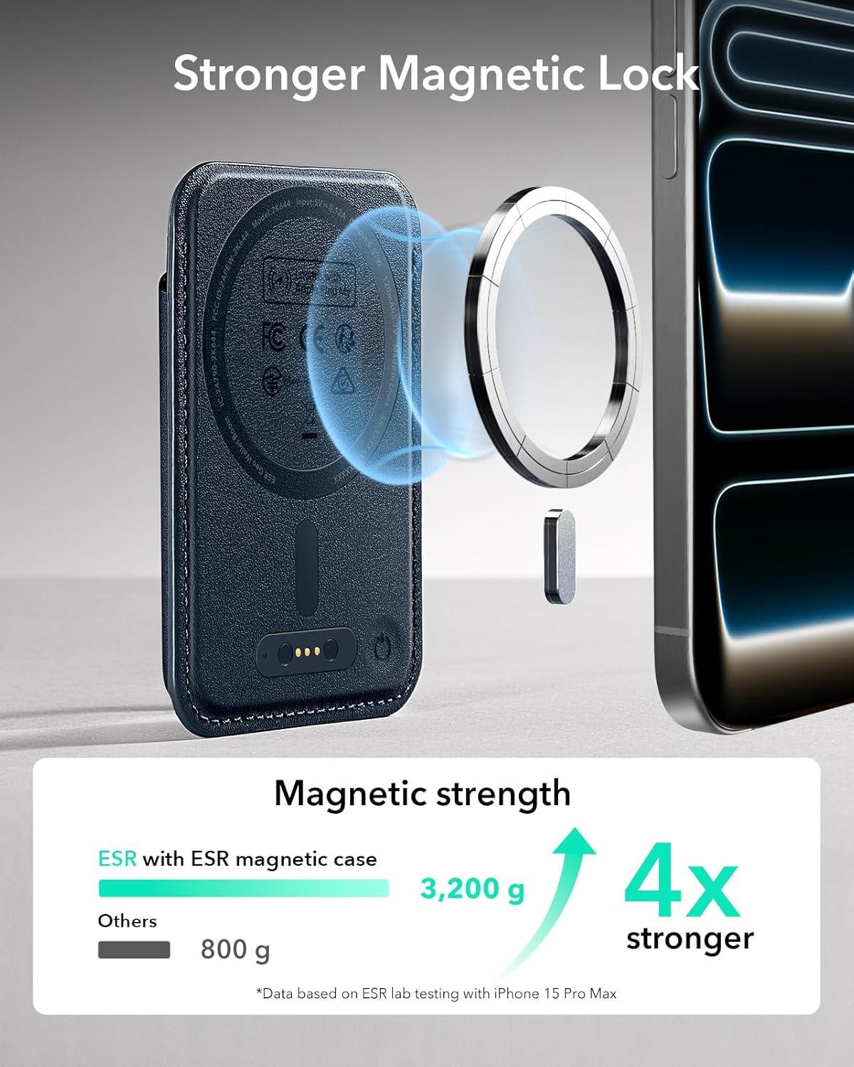 imageESR Geo for MagSafe Wallet with Full Find My Functionality RFID Blocking 5 Cards Holder for Phone Case Strong Magnetic Wallet for iPhone 171615141312 Series Not for 1312 Mini Dark BlueDark Blue