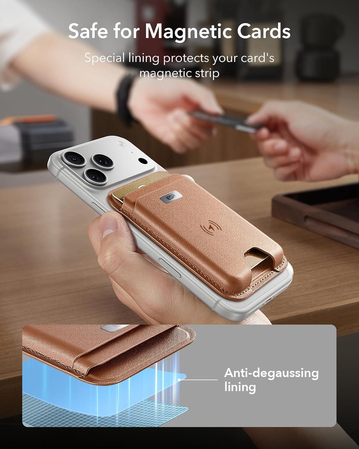 imageESR Geo for MagSafe Wallet with Full Find My Functionality RFID Blocking 5 Cards Holder for Phone Case Strong Magnetic Wallet for iPhone 171615141312 Series Not for 1312 Mini Dark BlueBrown