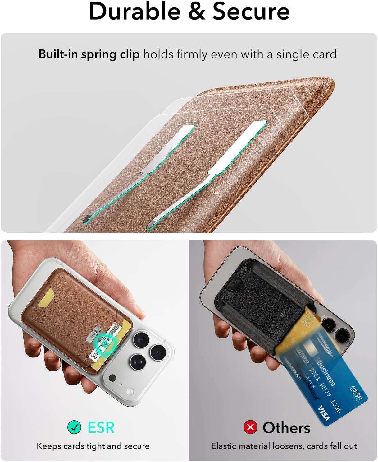 imageESR Geo for MagSafe Wallet with Full Find My Functionality RFID Blocking 5 Cards Holder for Phone Case Strong Magnetic Wallet for iPhone 171615141312 Series Not for 1312 Mini Dark BlueBrown