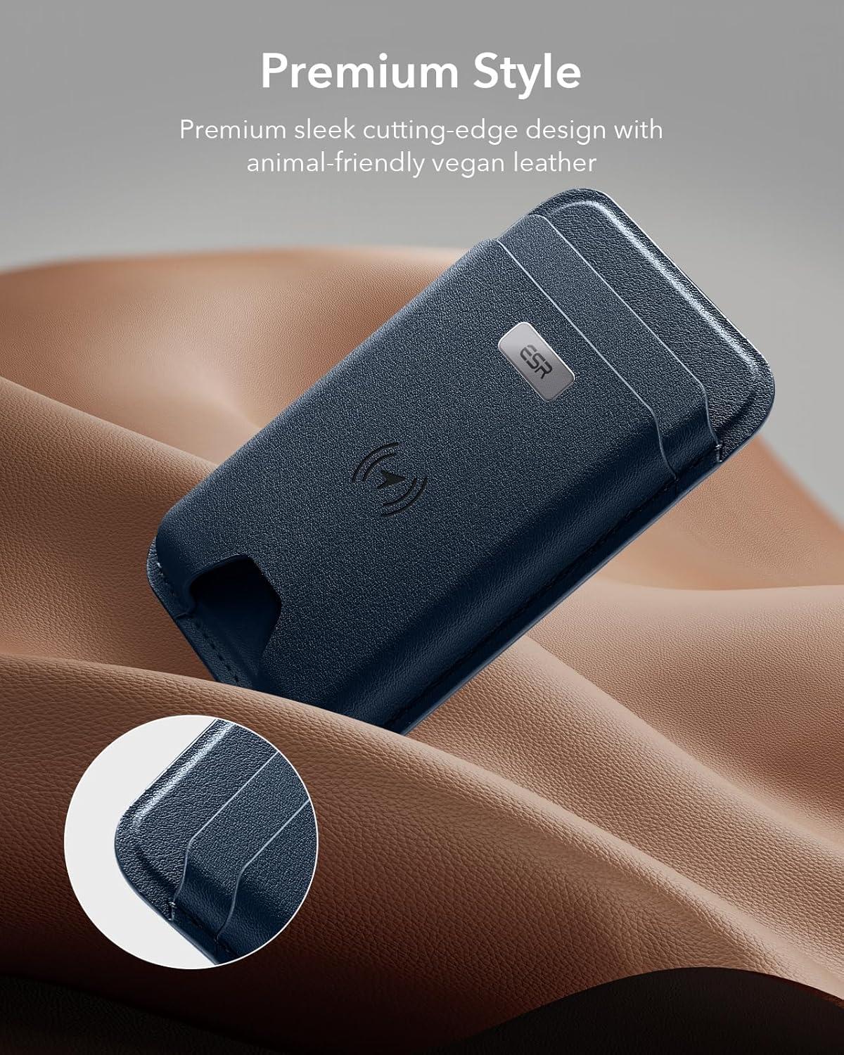 imageESR Geo for MagSafe Wallet with Full Find My Functionality RFID Blocking 5 Cards Holder for Phone Case Strong Magnetic Wallet for iPhone 171615141312 Series Not for 1312 Mini Dark BlueDark Blue