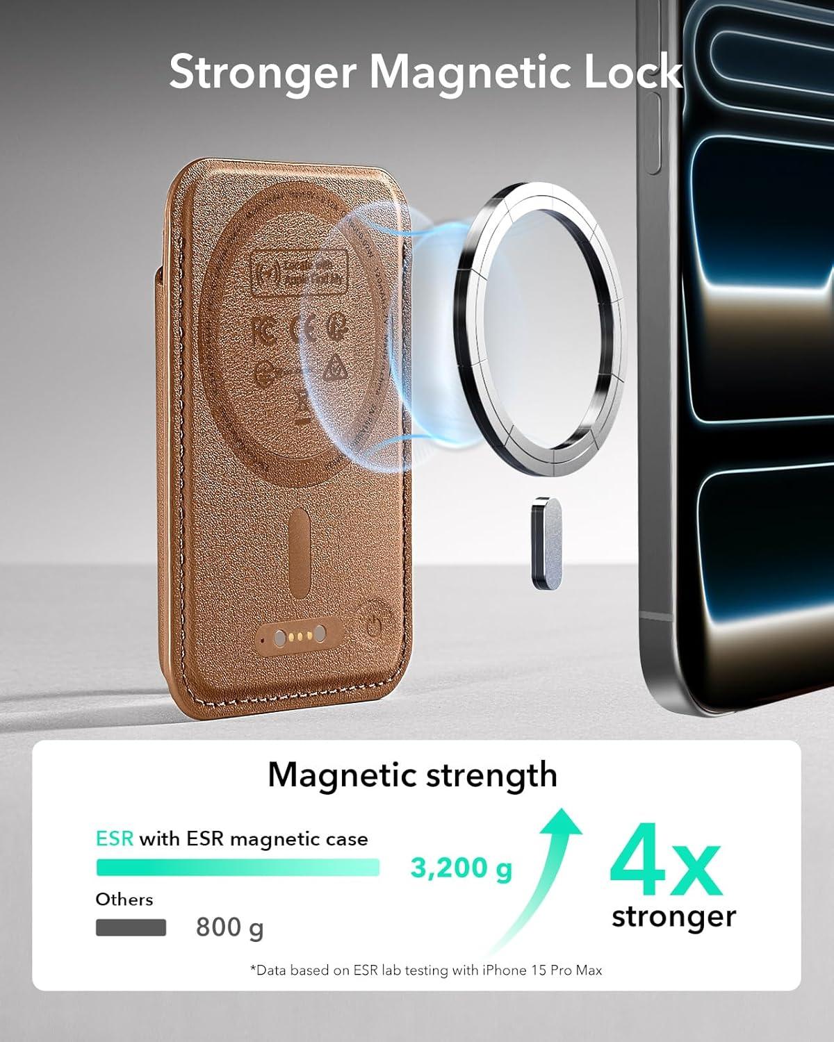 imageESR Geo for MagSafe Wallet with Full Find My Functionality RFID Blocking 5 Cards Holder for Phone Case Strong Magnetic Wallet for iPhone 171615141312 Series Not for 1312 Mini Dark BlueBrown