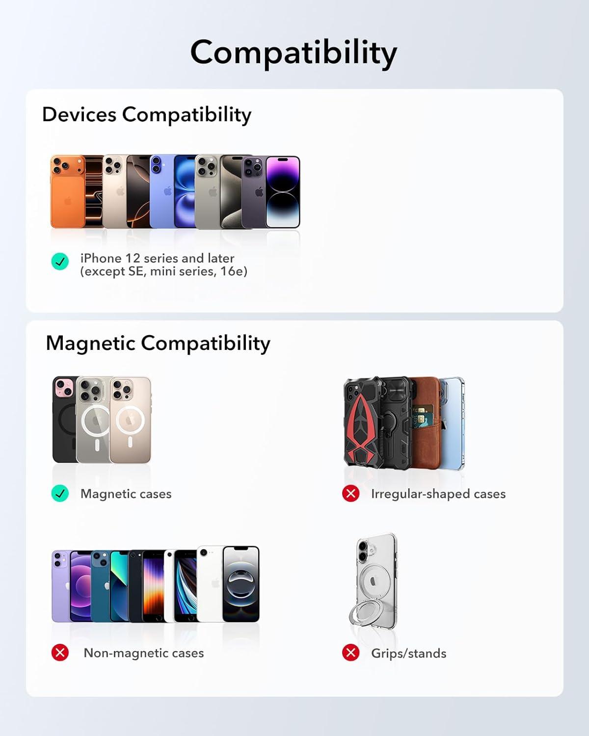 imageESR Geo for Magsafe Wallet with Full Find My Functionality 3 CardHolder RFID Blocking Magnetic Wallet for iPhone 171615141312 Series Adjustable Stand Dark Black Wallet Tracker Adjustable StandBStand Black