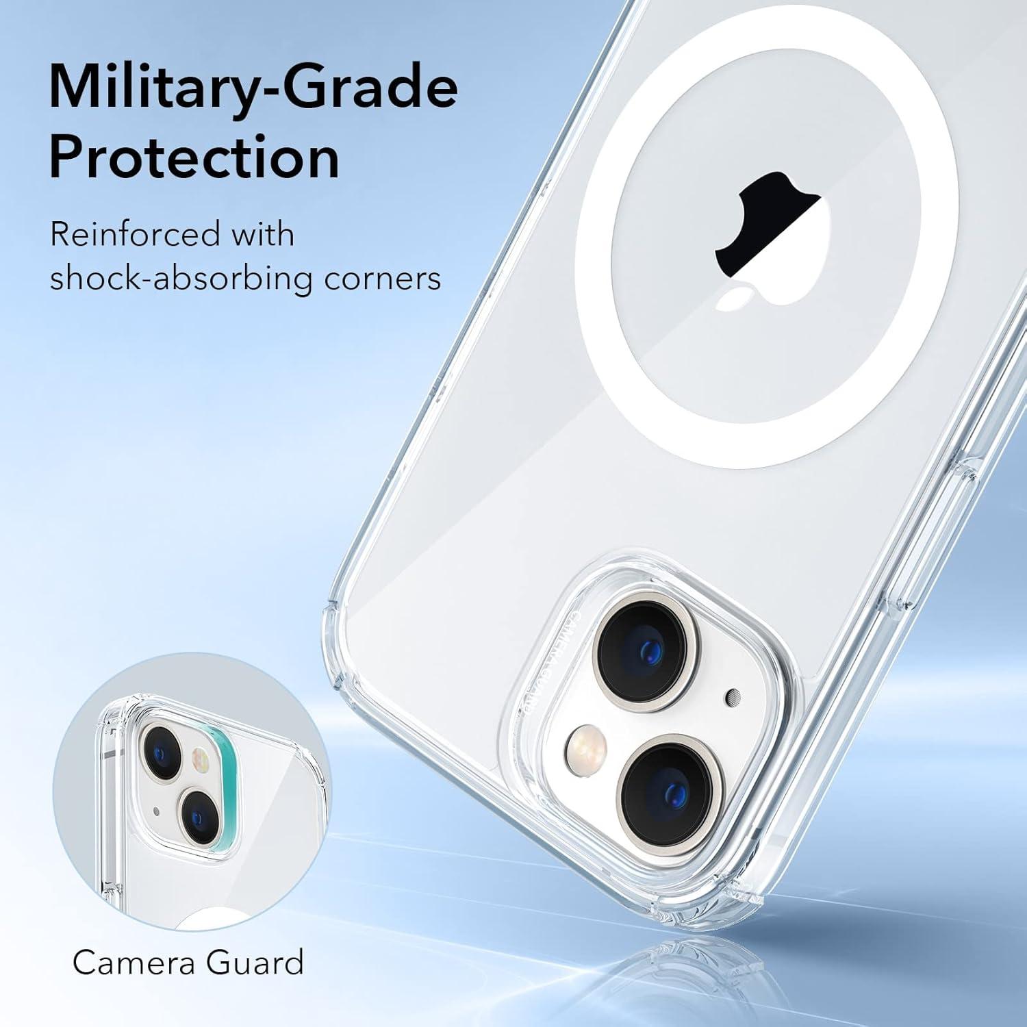 imageESR Krystec Clear Case with HaloLock Compatible with iPhone 14 Compatible with MagSafe UltraYellowing Resistant Shockproof MilitaryGrade Protection Polycarbonate Buttons Clear