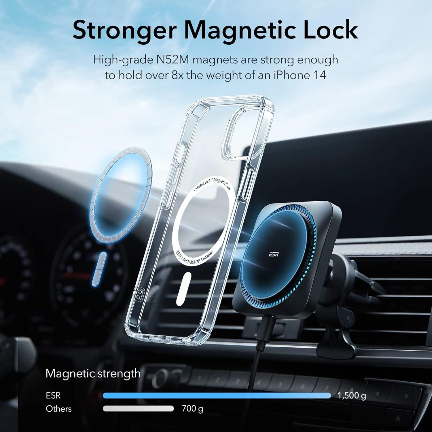 imageESR Krystec Clear Case with HaloLock Compatible with iPhone 14 Compatible with MagSafe UltraYellowing Resistant Shockproof MilitaryGrade Protection Polycarbonate Buttons Clear