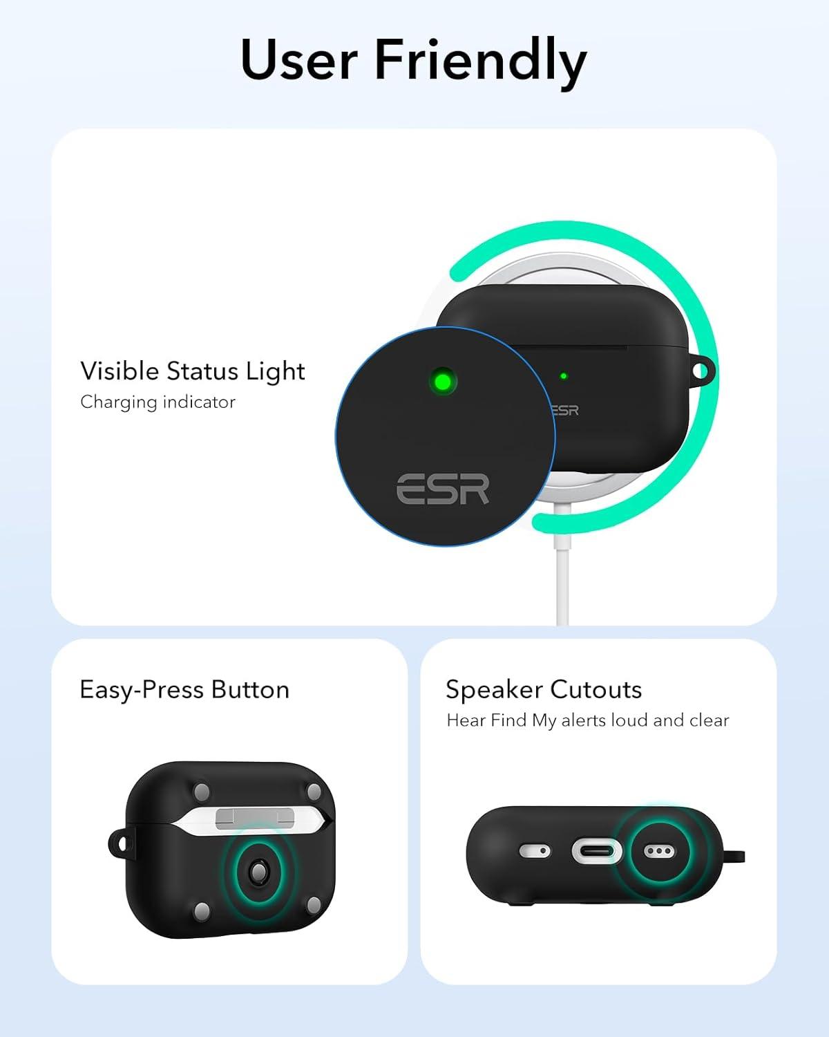 imageESR for AirPods Pro 2 Case Compatible with Airpods Pro Case 2nd 1st Generation 202320222019 Compatible with MagSafe Full Drop Protection Cover with Lanyard Black 2023 2022 2019 with LanyardBBlack