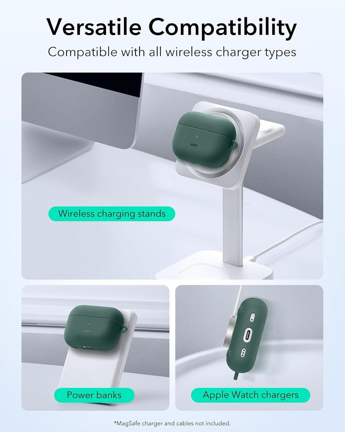 imageESR for AirPods Pro 2 Case Compatible with Airpods Pro Case 2nd 1st Generation 202320222019 Compatible with MagSafe Full Drop Protection Cover with Lanyard Black 2023 2022 2019 with LanyardBGreen