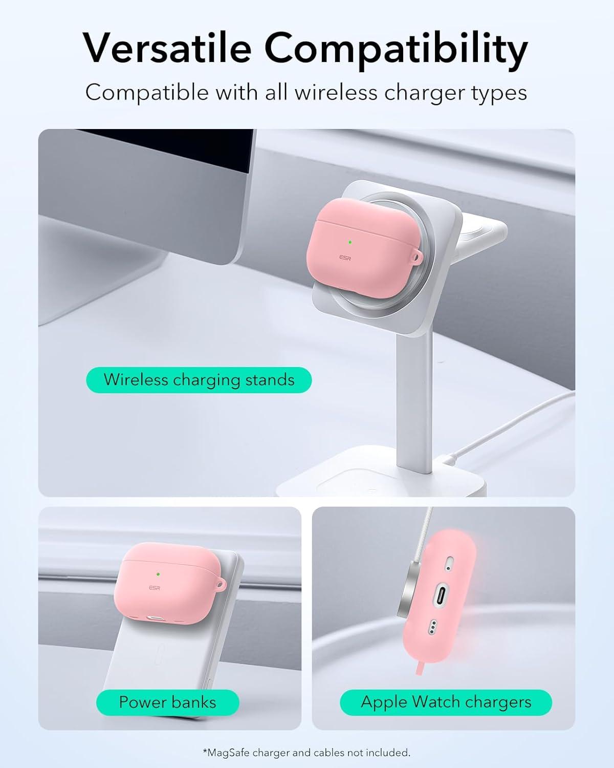 imageESR for AirPods Pro 2 Case Compatible with Airpods Pro Case 2nd 1st Generation 202320222019 Compatible with MagSafe Full Drop Protection Cover with Lanyard Black 2023 2022 2019 with LanyardBPink