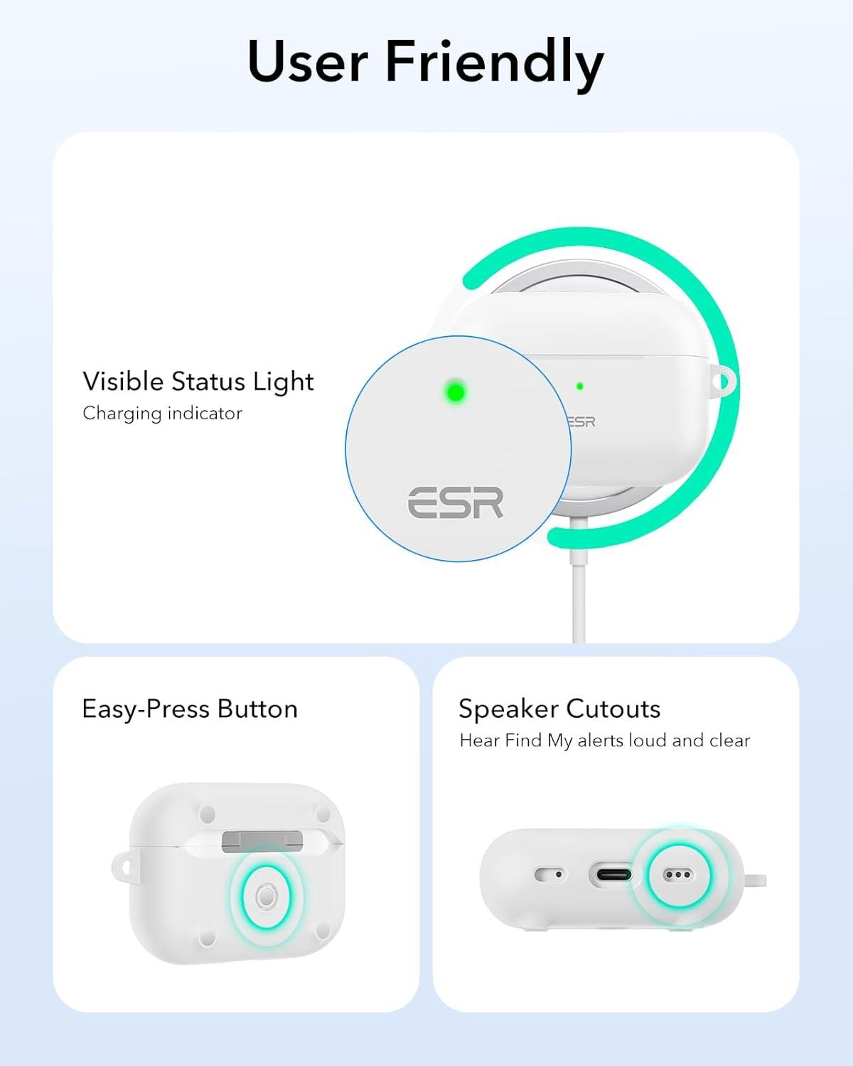 imageESR for AirPods Pro 2 Case Compatible with Airpods Pro Case 2nd 1st Generation 202320222019 Compatible with MagSafe Full Drop Protection Cover with Lanyard Black 2023 2022 2019 with LanyardBWhite