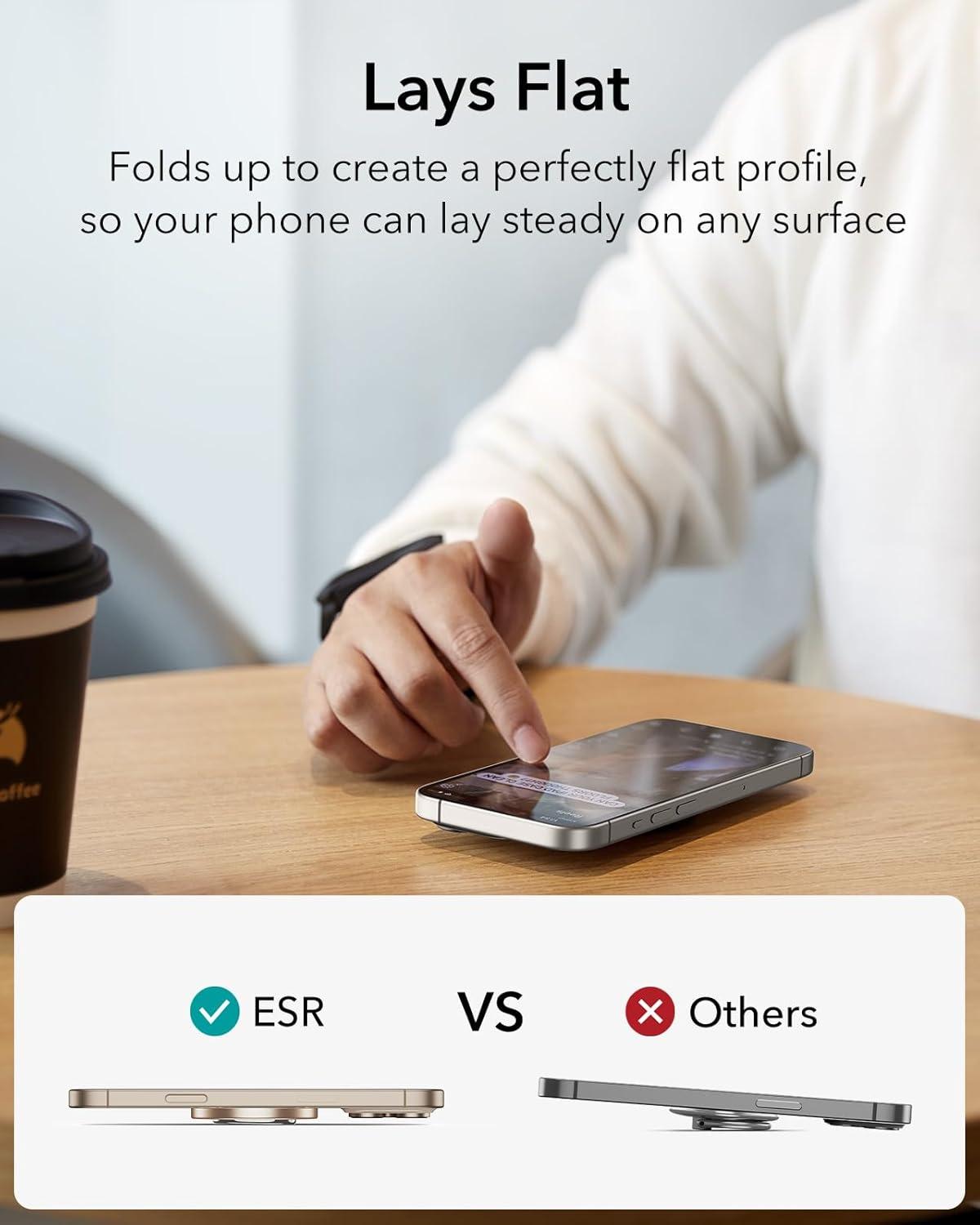 imageESR for MagSafe Phone Grip MagSafe Ring Holder Magnetic Phone Ring Holder Magnetic Phone Grip with 2Way Stand for iPhone 171615141312 Samsung Google All Smartphones2 Metal Rings includedDesert Titanium