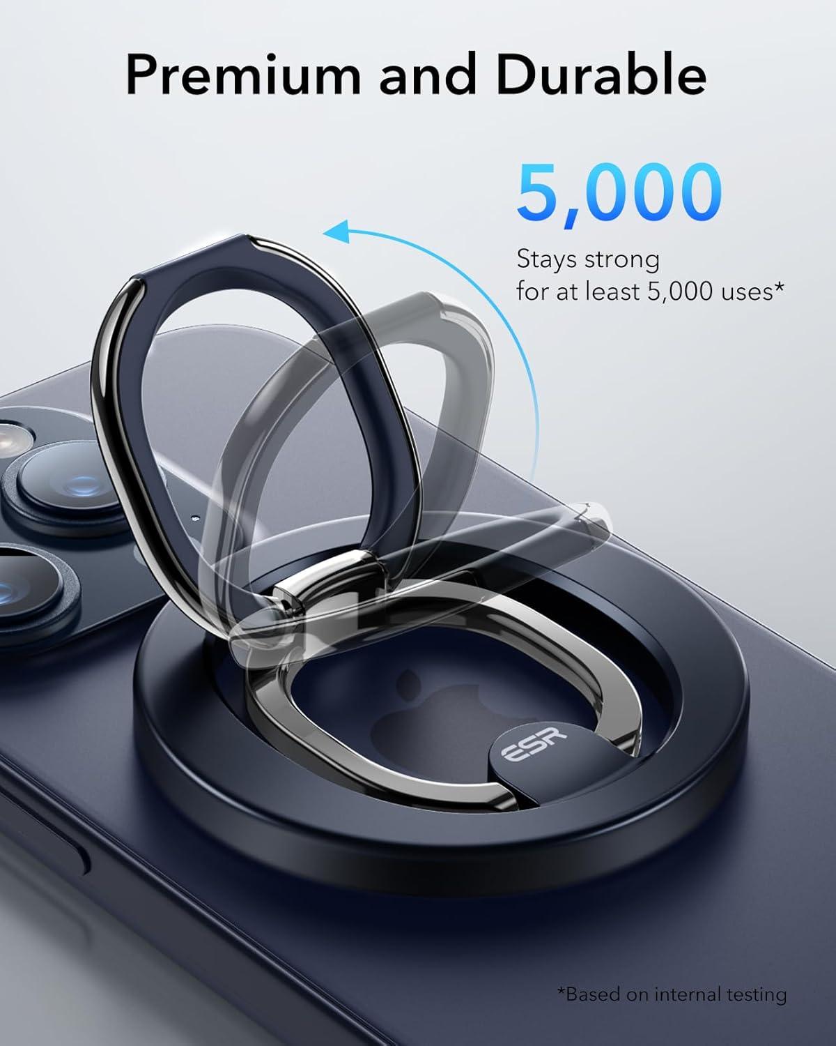 imageESR for MagSafe Phone Grip MagSafe Ring Holder Magnetic Phone Ring Holder Magnetic Phone Grip with 2Way Stand for iPhone 171615141312 Samsung Google All Smartphones2 Metal Rings includedBlue Titanium