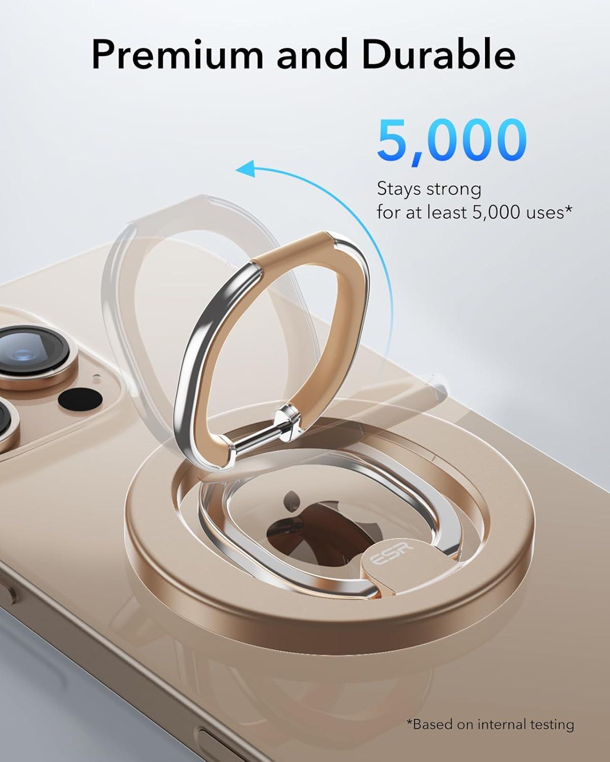 imageESR for MagSafe Phone Grip MagSafe Ring Holder Magnetic Phone Ring Holder Magnetic Phone Grip with 2Way Stand for iPhone 171615141312 Samsung Google All Smartphones2 Metal Rings includedDesert Titanium