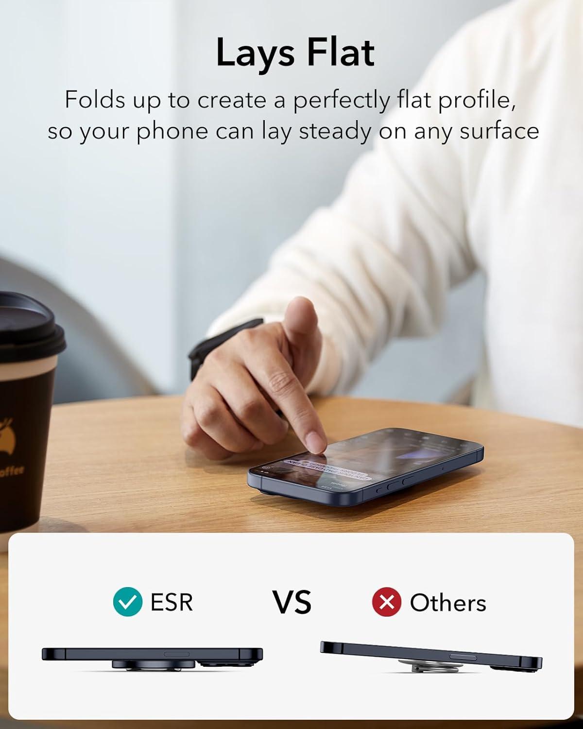 imageESR for MagSafe Phone Grip MagSafe Ring Holder Magnetic Phone Ring Holder Magnetic Phone Grip with 2Way Stand for iPhone 171615141312 Samsung Google All Smartphones2 Metal Rings includedBlue Titanium